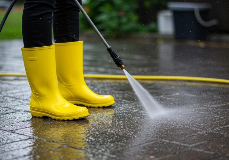 imgi 33 person yellow rain boots power washes patio rain 1316572 1380